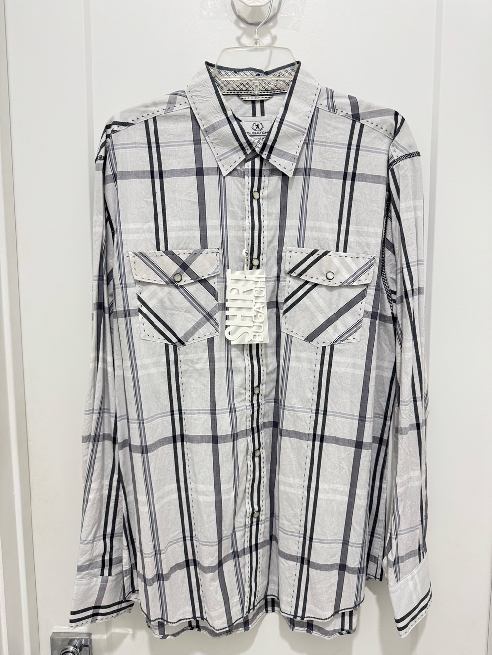 Bugatchi Men's Black & White Plaid Button-Down Shirt